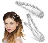 SHINYPASING Rhinestone Snap Clips Crystal Alloy Design 2pcs Large Metal Hair Barrettes Suitable for Thick or Thin Hair for Birthdays and Honeymoons