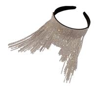 SHINYPASING Shiny Rhinestone Hairband Lightweight Female Headwear with Tassel Head Decor Delicate Elegant Velvet Hairband and Women