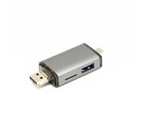 SHINYPASING Type-c Portable USB Port Adapter Card Reader Otg 6 in 1 Aluminium Alloy Reader with Hot Swapping Support, for Data Transfer and-the-go Use for Camera and Smartphone