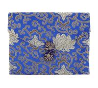SHINYPASING Vintage Blue Chinese Brocade Rectangular Zipper Pouch for Books and Pens Portable Storage Bag for Buddhist Practitioners Stylish Fabric Organizer for Bible and Jewelry