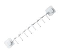 SHINYPASING Wall Mounted Kitchen Utensil Rack Space Saving Multi-Functional Hanger Rack with 8 Removable Hooks in White, Made of Ps and Aluminum, for Garage and Pantry Organization