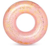 ShinyRelief 1 Pcs 42 Inch Large Inflatable Pool Float Tube for Adults Inflatable Swim Ring Colorful Glitter Sparkly Confetti Swim Ring Beach Summer Swimming Pool Float (Rose Gold)