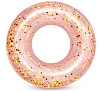ShinyRelief 4 Pcs 42 Inch Large Inflatable Pool Float Tube for Adults Inflatable Swim Ring Colorful Glitter Sparkly Confetti Swim Ring Beach Summer Swimming Pool Float (Rose Gold)