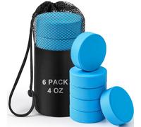 ShinyRelief 6 Pack Weighted Ice Hockey Pucks Heavy Training Puck with Mesh Carrying Bag Weighted Hockey Pucks Official Size for Stick Handling and Training (Blue,4 oz)