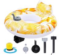 ShinyRelief Motorized Pool Float for Adults, Electric Inflatable Motorized Pool Lounger with Pusher Handles Cup Holder and Pump for Inflation Relaxing in the River (Yellow Leaves,Yellow)