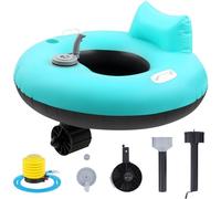 ShinyRelief Motorized Pool Float for Adults, Electric Inflatable Motorized Pool Lounger with Pusher Handles Cup Holder and Pump for Inflation Relaxing in the River(Standard,Black Blue Green)