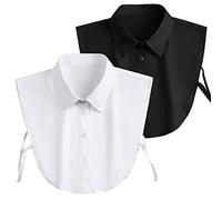 Shinywear Fake Collar Detachable Collar Blouse Dickey Half Shirts Peter Pan Collar, 2pcs White+black Pointed Collar, Medium