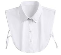 Shinywear Fake Collar Detachable Collar Blouse Dickey Half Shirts Peter Pan Collar, White Pointed Collar, M