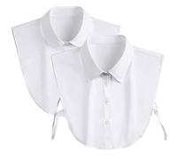 Shinywear Fake Collar Detachable Dickey Blouse Half Shirts Peter Pan Faux False Collar for Women Girls Favors, 2pcs White Round Pointed Collar, M
