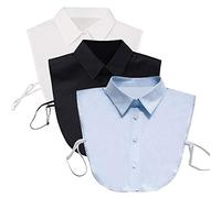Shinywear Fake Collar Detachable Collar Blouse Dickey Half Shirts Peter Pan Collar, 3pcs White + Black + Denim, M
