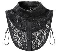 Shinywear Fake Collar Lace Detachable Dickey Collar Blouse Half Shirts Faux False Collar, Style 1,black, One size, US medium