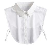 Shinywear Rhinestone Fake Collar Detachable Dickey Collar Blouse Half Shirts Peter Pan Faux False Collar for Women, Pearl Pendant White C, One size