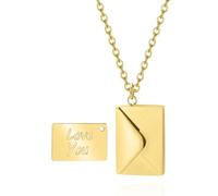 SHINYY Envelope Love Letter Necklace for Women Stainless Steel Love You Secret Gift Message Engraved Locket Jewelry Pendant Couples and Family, Standard, Stainless Steel, No Gemstone