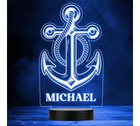 Ship Anchor Sailing Nautical Personalised Gift Colour Change LED Night Light | Personalised Gift For Home, Lamp Room Décor | Kids & Adults Night Lights With Name | Personalised Gift For Bedroom |