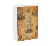 Ship and Compass Cigarette Case Stylish Lightweight Pocket Holder Case for Smoke Waterproof Cigarette Dispenser Cigarettes Accessories for Outdoor Camping Hiking