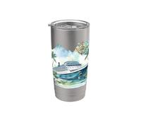 Ship and Compass Cruise Time Maritime Sailing Nautical Trip Stainless Steel Insulated Tumbler
