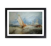 Ship at Sea by Joseph Mallord William Turner Framed Print | A2 Black Framed Wall Art | Ready to Hang | Modern Vehicle Picture | Living Room Bedroom Lounge Office