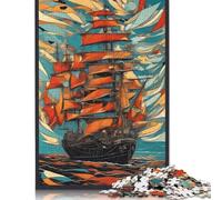 Ship Battle Jigsaw Puzzles Puzzle for Adults Kids. 1000 Pieces Whimsical Challenge Toy Educational Game Home Decoration for Educational Games Gifts 1000pcs (38x26cm)