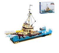 Ship Building Blocks Set, 1109 Pcs Shark Attack Cargo Ship Model Building Kit, City Marine Theme Model Kit, Collectible Ship Model Kits, Ship Toys Gift for Adults Children Kids, Compatible with Major