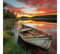 Ship Diamond Art Kits Adults, DIY Square Drill Diamond Painting Lake, 5D Dimond Painting Mosaic Kits for Kids Or Beginner, Gem Crystal Art Canvas Crafts for Adults, Apply to Room Decor 45x45cm 5-98