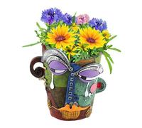 Ship Face Planting - Abstract Face Planter, Flower Pots, Colorful Abstract Head | Overhead Plot of Funny Face, Synthetic Resin Flowers for Living Room