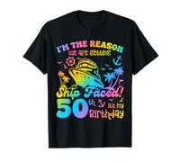 Ship Faced It's My 50th Birthday Cruising Ship Trip Beach T-Shirt