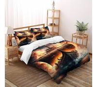 Ship Flame Bedding Set 3D Digital Printing Ship Duvet Cover Set Microfiber Comforter Cover Universal for All Seasons Pillowcase Double(200x200cm)