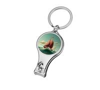 Ship Flying in Sea Nail Clipper Curved Blades with Nail File Sharp and Sturdy,Nail Clippers for Salon Home Nail Art, Toenail Clippers Pedicure Tools for Feet for Men & Women