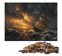 Ship in A Storm Wooden Puzzle for Adults, 1000 Pieces | Jigsaw Puzzle: piece-by-piece progress toward a clear completion goal alone or together.