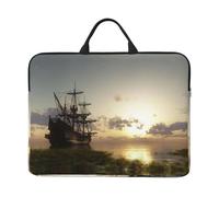 Ship In The Lake Sunset 14 Inch Printed Laptop Sleeve, 600d Oxford-Cloth Shockproof Laptop Case With Thickened Pearl Cotton,Waterproof Portable Laptop Handbag Cover