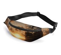 Ship in The Lake Sunset Belt Bag with Adjustable Strap, Lightweight Travel Crossbody Bags, Hands-Free Mini Fanny Packs in Running Gym