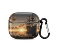 Ship in The Lake Sunset Bluetooth Earbuds Case Cover Full Body Shockproof Protection Hard Case Support Wireless Charging with Keychain Personalized Gift for AirPods 3