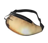 Ship in The Lake Sunset Printed Personalized Waist Bag, Lightweight and Versatile Crossbody Bag for Everyday and Outdoor Adventures