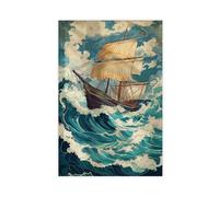 Ship in The Wave Canvas Poster Bedroom Decor Landscape Decor Gift 20x30inch(50x75cm)