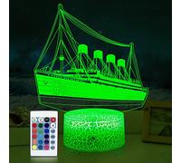 GIMFRY Ship Night Light for Kids 3D Illusion Ship Model Lamp16 Colors Changing Remote&Touch with Boys Room Bedside Decor Light As Birthday Gifts for Girls Kids