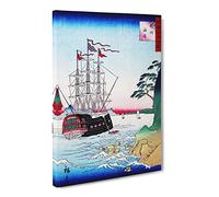 Ship Off The Coast Of Tsushima By Utagawa Hiroshige Canvas Print | Gallery Wrapped 30mm Frame Wall Art | 24x16 inches | Ready to Hang | Asian Seascape Picture | Living Room Bedroom Lounge Office