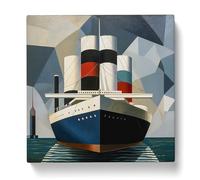 Ship on the Ocean Bauhaus Canvas Print | Gallery Wrapped 30mm Frame Wall Art | 20x20 inches | Ready to Hang | Modern Seascape Picture | Living Room Bedroom Lounge Office
