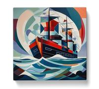 Ship on the Ocean Constructivism Canvas Wall Art Print 20x20 Inch