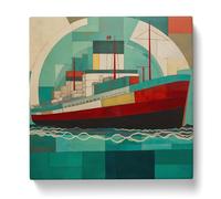 Ship on the Ocean Constructivism No.1 Canvas Print | Gallery Wrapped 30mm Frame Wall Art | 20x20 inches | Ready to Hang | Modern Seascape Picture | Living Room Bedroom Lounge Office