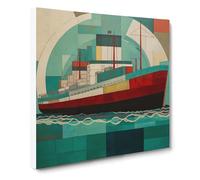Ship on the Ocean Constructivism No.1 Canvas Wall Art Print Ready to Hang, Framed Picture for Living Room Bedroom Home Office Décor, 50x50 cm (20x20 Inch)