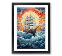 Ship on the Ocean Contemporary Framed Print | A2 Black Framed Wall Art | Ready to Hang | Contemporary Vehicle Picture | Living Room Bedroom Lounge Office