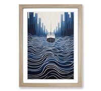 Ship on the Ocean Op Framed Print | A2 Oak Framed Wall Art | Ready to Hang | Modern Vehicle Picture | Living Room Bedroom Lounge Office