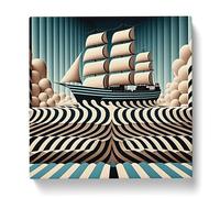 Ship on the Ocean Op No.2 Canvas Print | Gallery Wrapped 30mm Frame Wall Art | 20x20 inches | Ready to Hang | Modern Seascape Picture | Living Room Bedroom Lounge Office