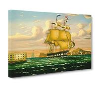Ship Passing Castle Williams By Thomas Chambers Canvas Print | Gallery Wrapped 30mm Frame Wall Art | 30x20 inches | Ready to Hang | Classic Seascape Picture | Living Room Bedroom Lounge Office