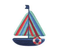 Ship Sailboat - Iron On Patches Adhesive Emblem Stickers Appliques, Size: 5,1 x 6 cm