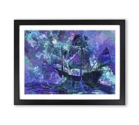 Ship Sailing Abstract Art No.1 Modern Framed Print | A2 Black Framed Wall Art | Ready to Hang | Abstract Vehicle Picture | Living Room Bedroom Lounge Office