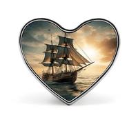 Ship Sailing Alone Lapel Pin Cute Custom Button Pin Personalized Heart Brooch Aluminum Alloy Brooch Pins Fashion Exquisite Badge Pins for Hat Bag Suit Tie Wedding Accessories