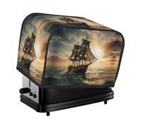 Ship Sailing Alone Toaster Cover 2 Slice, Waterproof Bread Machine Covers with Pockets Universal Size Kitchen Small Appliance Cover with Handle, Dust and Fingerprint Protection