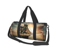 Ship Sailing Alone Travel Duffel Bag Sports Gym Bag, Lightweight Overnight Weekender Bag With Shoes Compartment Yoga Gym Sports Bag For Men Women