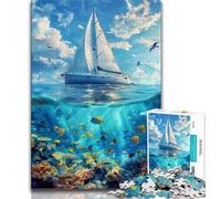Ship Sailing on The Ocean Adult Jigsaw Puzzles 1000,Learning Educational Toys Family Games with Matching Poster And Trivia Sheet 50x75cm